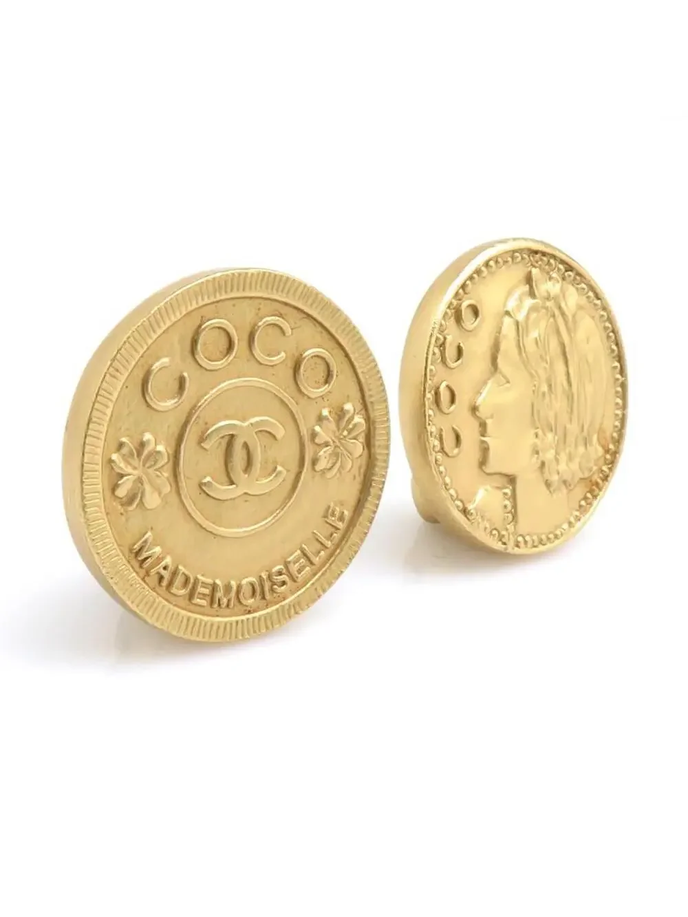 Auth Chanel Mademoiselle Earrings Gold #302664C32B